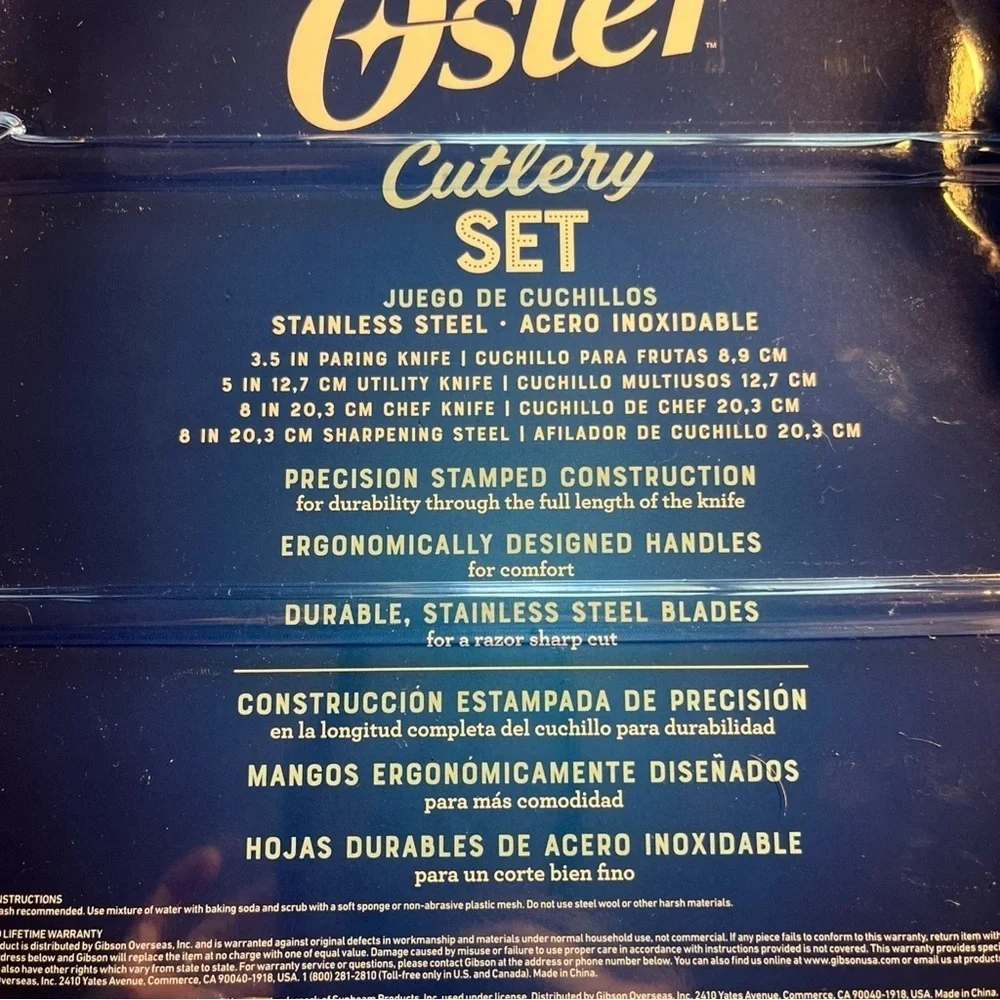Oster 4 Piece Cutlery Set - Stainless Steel Handles NEW